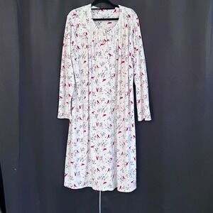Secret Treasures XL Cardinal Bird Print Long Sleeve Nightgown Lounge Dress